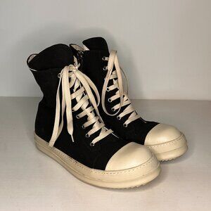Rick Owens (U 8800) Black Canvas side Zip Sneakers Men Size 43 euro